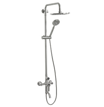 Смеситель + душевая стойка "тропический душ" прямой с 2-я лейками из нерж. стали 9235 MAGNUS